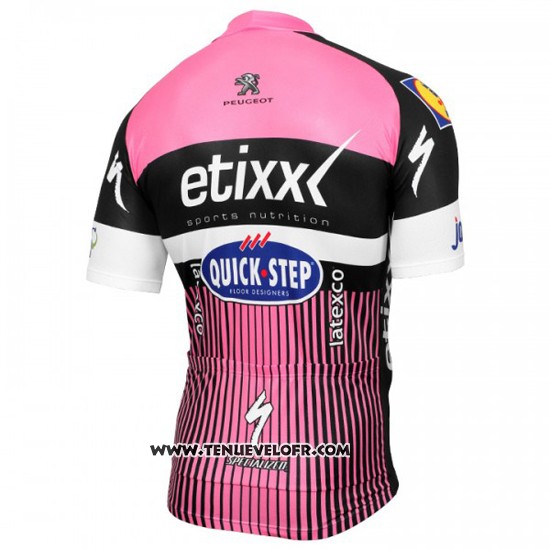 2016 Maillot Ciclismo Etixx Quick Step Rose et Noir Manches Courtes et Cuissard